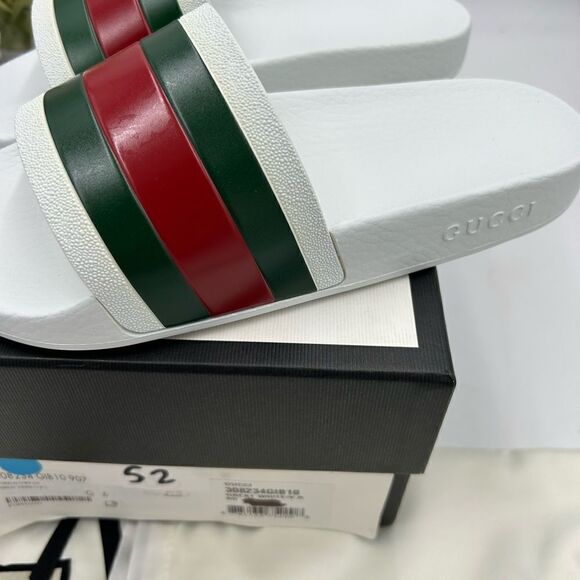 Men’s Gucci, pursuit, red, white and green pool slides size 6, made in Italy - Picture 6 of 9